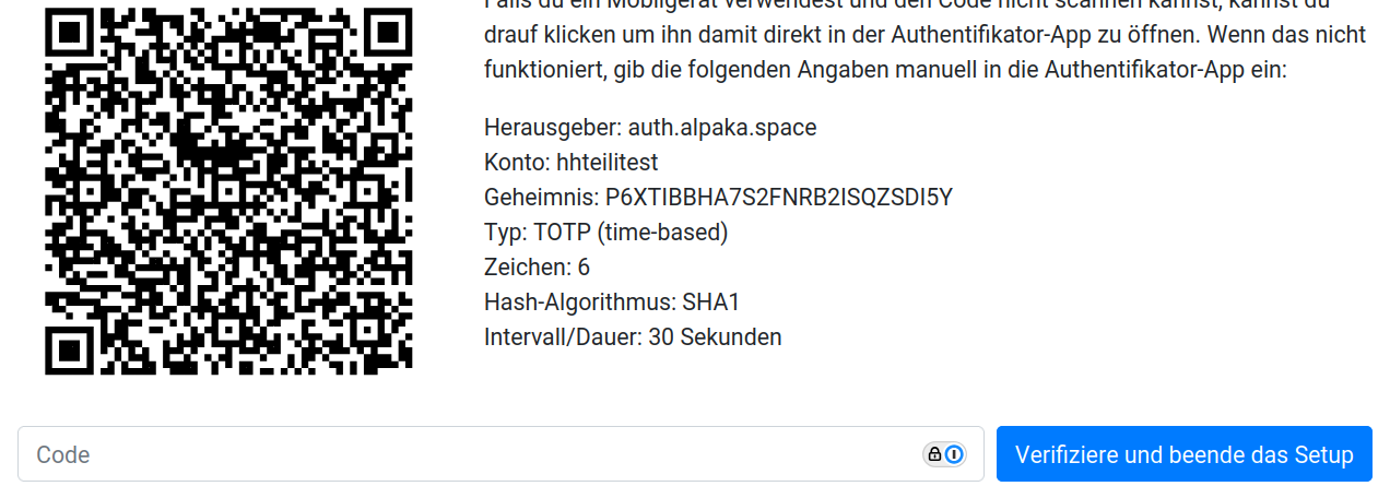 Schritt 1, 2FA QR-Code